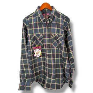 New Dixxon Flannel Co Men's XL Punk Rock Museum Limited Edition Pink Green Plaid